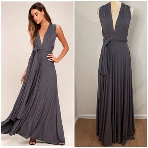 NWT Lulus Size M Tricks of the Trade Versatile Maxi Dress Dark Gray